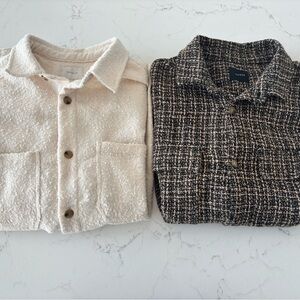 Men’s PacSun Shirt Jackets Size Large—Cream and Brown